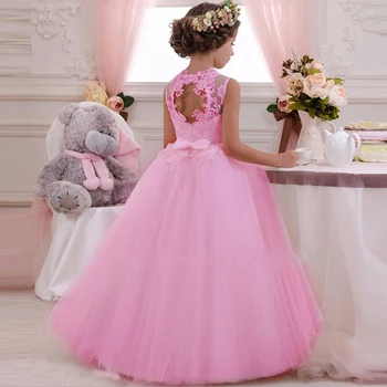 2021 Zima Bela Pripravljen za Poročno Obleko Dekle, Otroci, Dekleta Obleke Otrok Roza Čipke Princesa Družico Stranka Obleko Elegantno