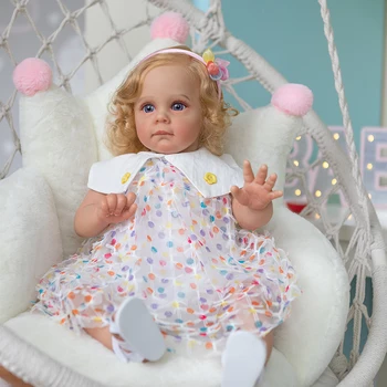 60 CM Prerojeni Baby Toddler Ročno Visoke Kakovosti Maggie Podrobne Veren Slikarstvo Zakoreninjena Dolge Kodraste Lase Umetnosti Lutka Padec Ladijskega prometa