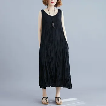 Brez rokavov letnik Naguban obleke za ženske priložnostne ohlapne dolge poletne brezrokavnik obleka elegantna oblačila 2021 sundress