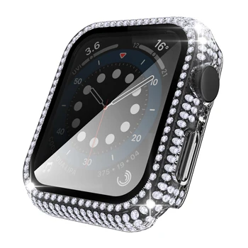 Kaljeno Steklo Screen Protector cover za Apple watch primeru, 44 mm 40 mm serija SE 6 5 4 Diamond Kritje za iWatch 3 2 1 38 mm 42mm