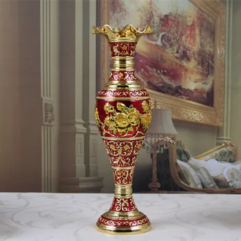 Kovinski umetnosti in obrti doma oprema vaza Evropski stil zlata pet barva rose vaza visoko kakovostni lotus listov vaza