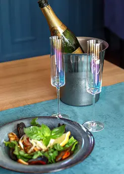 Kristalno Šampanjec Predvsem Piščali Vino Darilni Set Kvadratnih Kozarcev Vina Z Matičnimi Cocktail-Steklo Vodi Brezplačno Biserno Kozarcev Za Šampanjec Sklop 4
