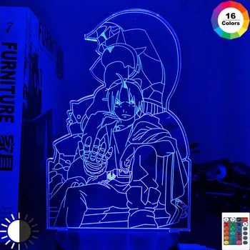 Led Nočna Lučka Anime Fullmetal Alkimist za Spalnica Dekor Nočna Darilo za Rojstni dan Fullmetal Alkimist 3d Svetlobe Edward Elric