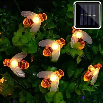 Niz Luči 7M 30 LED Sončne Niz Honey Bee Obliko Topla Svetloba Vrt Dekoracijo Nepremočljiva Ustvarjalne Drevo Haning Luči