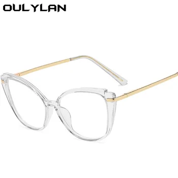 Oulylan Modra Svetloba Blokiranje Očal Okvir Ženske Mode Optični TR90 Okviri Moški Letnik Mačka Oči Dekorativni Očala