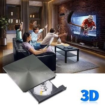 Zunanje 3D Blu Ray, DVD, USB 3.0 plošče BD, CD DVD Burner Igralec, Pisatelj Reader za Mac OS Windows 7/8.1/10/Linxus,Laptop,PC