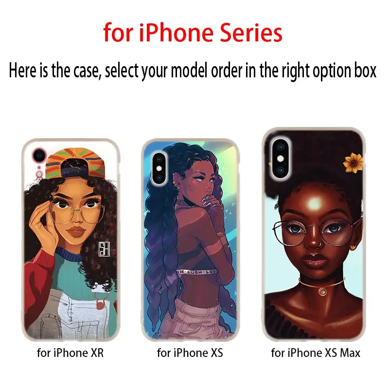 Afriške Lepoto Afro Puder Črno Dekle mehko Mehko Primeru Kritje Za iPhone 12 11 7 Pro Plus 8 XR XS Max 5 5 JV 6 6s Funda Mini