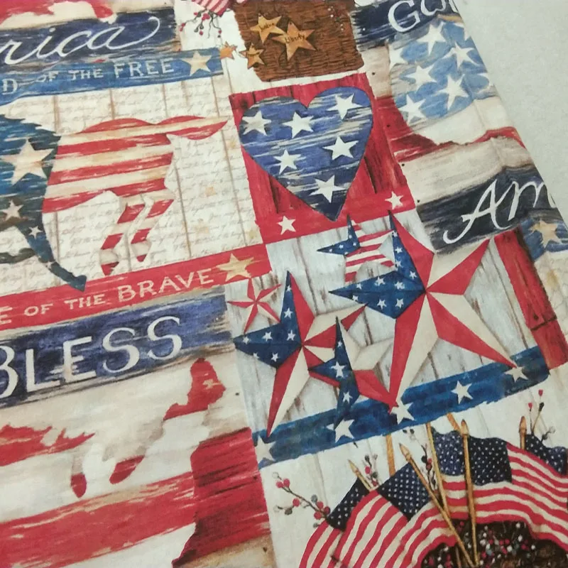 Klasično Ameriško Zastavo Konj Star Tiskane Bombažne Tkanine Tkanine Mozaik DIY šivanje Quilting Posteljnina Otroška Krpo 50x105cm