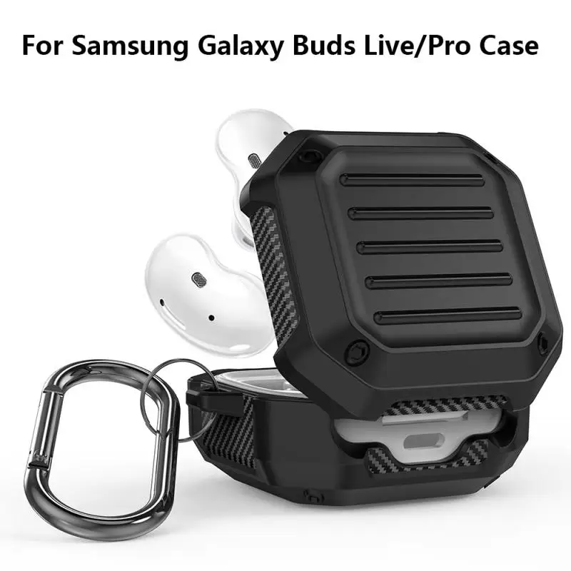Slušalke Zaščitni ovitek Za Samsung Galaxy Brsti Živo Bluetooth, združljiva TPU PC Primeru Zaščitni Pokrov za Slušalke Primeru s Kavljem