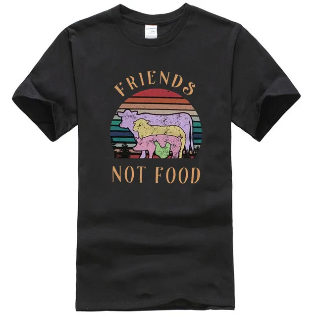Prijatelji ne hrane t-shirt smešno veganska majica letnik stiski 80 slog tee 012