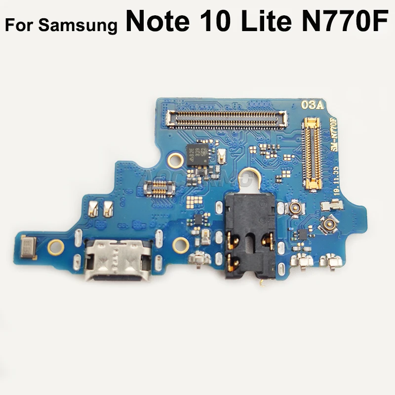 Polnjenje prek kabla USB Vrata Za Samsung Galaxy Note 10 Lite N770F Polnilnik Dock Z Mikrofonom Priključek Priključek za Slušalke Flex Kabel za Popravilo Delov