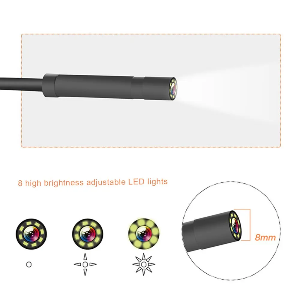 Nov Prihod Mini Nepremočljiva Kabel Pregled HD1080P Fotoaparat 8 MM USB-Endoskop Borescope 8 Led Luči 4.3 Zaslon 2/5/10M Možnosti