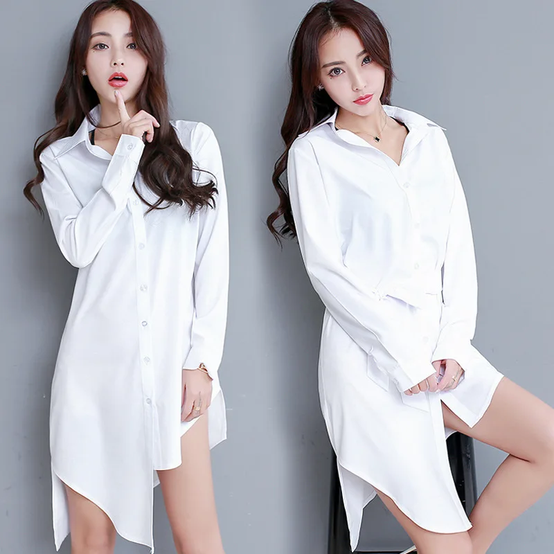 Korejski Modna ženska Majica Šifon Bluze za Ženske, X-Dolge Bele Srajce Ženski Top Oversize Ženske Bluzo OL Ženska Majica