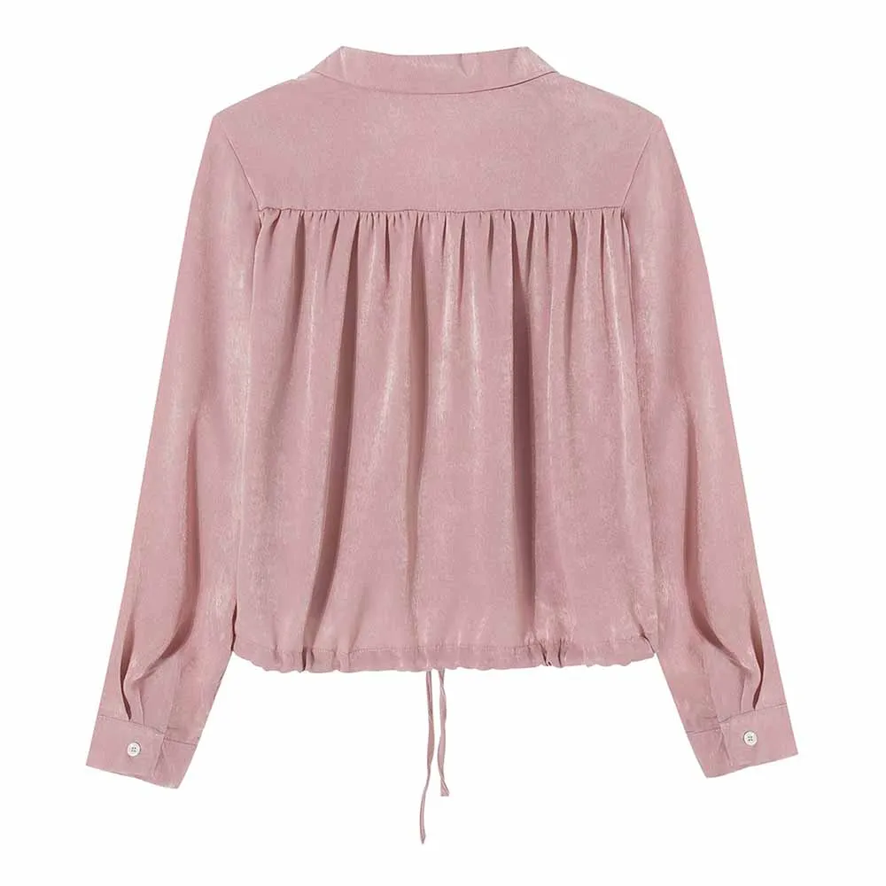 ZREDARA francoski novi slog River dolg rokav roza sijajni ohlapne srajce jopico vrvico vrh vsestranski poletje žensko bluzo