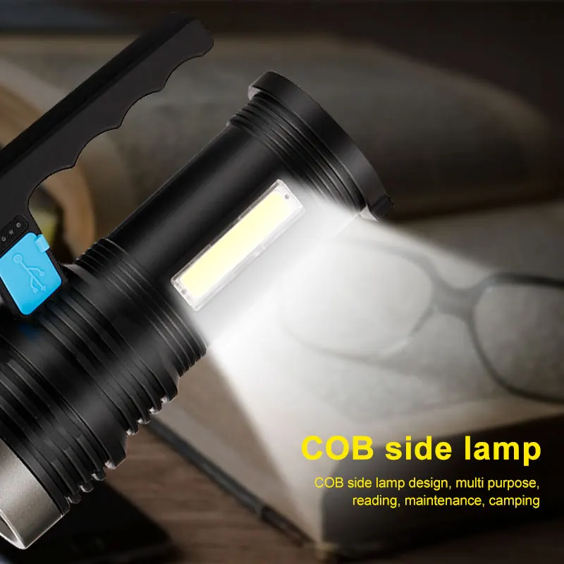Led High-light Super-lahka Svetilka USB Polnjenje Prostem High-power Long-range Prenosni Gospodinjski Svetilko Z COB Pogled Svetlobe