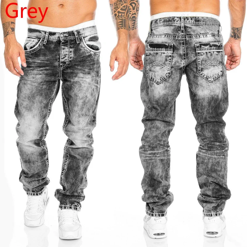 Nov Prihod Moške Jeans Oprati Žepi Naravnost Traper Hlače Moške Modne Kavbojke Hip Hop Slog Priložnostne Ulične Hlače Plus Velikost
