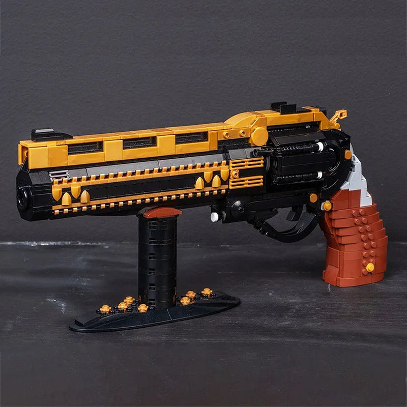 MOC Pištolo Serije Destiny2 Zadnjo Besedo Eksotičnih Strani-Cannoned gradniki Streljanje Pištolo Model Opeke DIY Igrače Skupščine Otroci