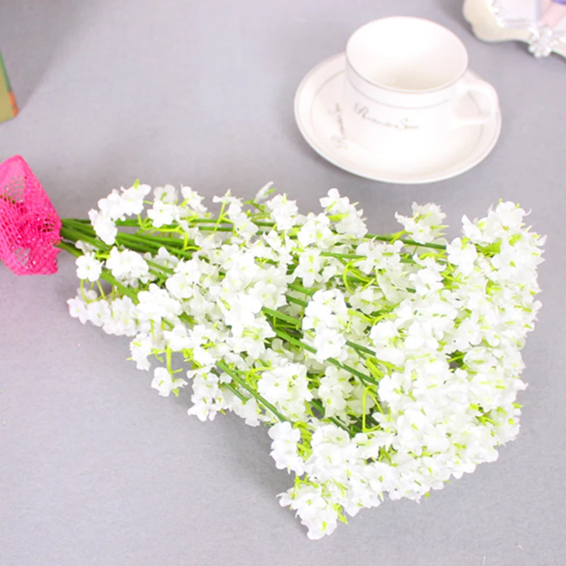 5pcs Belo Umetno Cvetje Češnje Cvetovi Gypsophila Ponaredek Rastline DIY Poročni Šopek Vaze Doma Dekor Umetno Božično Podružnice