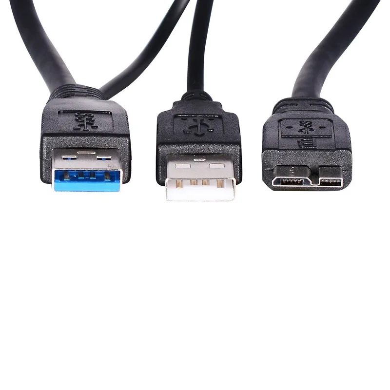USB 3.0 Dvojno Moč Obliko Y 2 X Tip A na Mikro B Super Hitrost Kabel Zunanje Trde Diske Razširitev Žico Priključek SP99