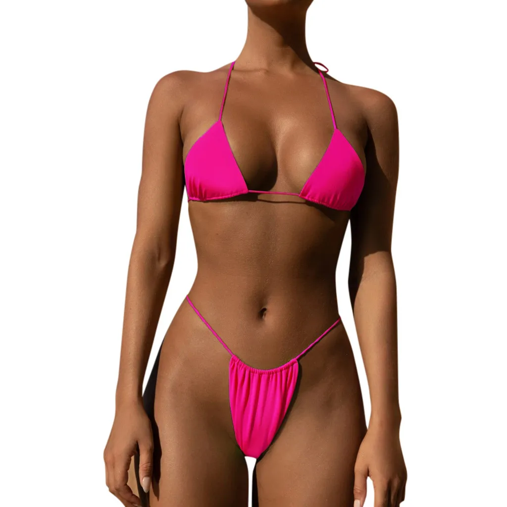 Kopalke Ženske Neon Bandeau Povoj Bikini Komplet Push-Up Brazilski Kopalke Plažo bikini 2021 Tangice maillot bain de femme