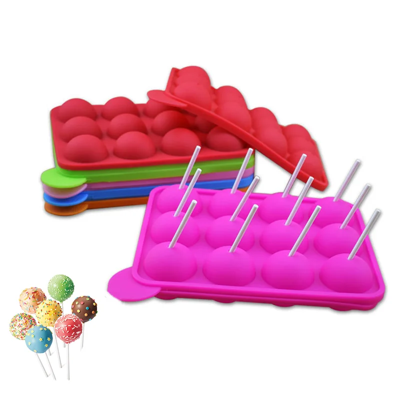 1PC Lollipop Plesni 12 Lukenj Silikonski Pop Plesni DIY lollipop Čokoladni Piškotek Sladkarije Maker Pladenj za zabavo za Otroke