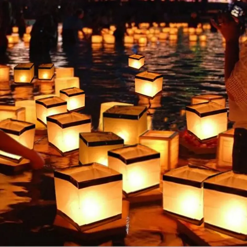 Kvadratni Papir Reke Svetilke Sveče Luči Plavajoče Kitajsko Novo Leto Luč FestivalTraditional, Ki Želijo Lučka Ribnik Dekoracijo
