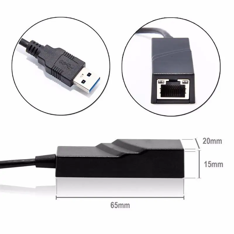 Novo USB3.0 RJ45 Adapter Črn USB Za Ethernet RJ45 Omrežna Kartica Lan vmesnik za Windows 10 Macbook Xiaomi Mi PC