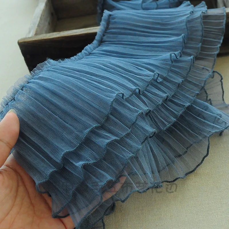 15cmx100cm Tri-Plast Sivo Modra Majhen Val Ogrlicom Čipke Princesa Obleko Rob Ročno izdelan Zaključek