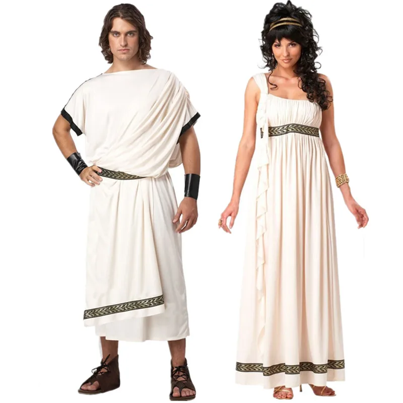 Pari Seksi Grško Rimski Bog, Boginja Kostum Za Odrasle Moške, Ženske Halloween Beli Grški Mitologiji Boginja Fantasia Fancy Oblačenja