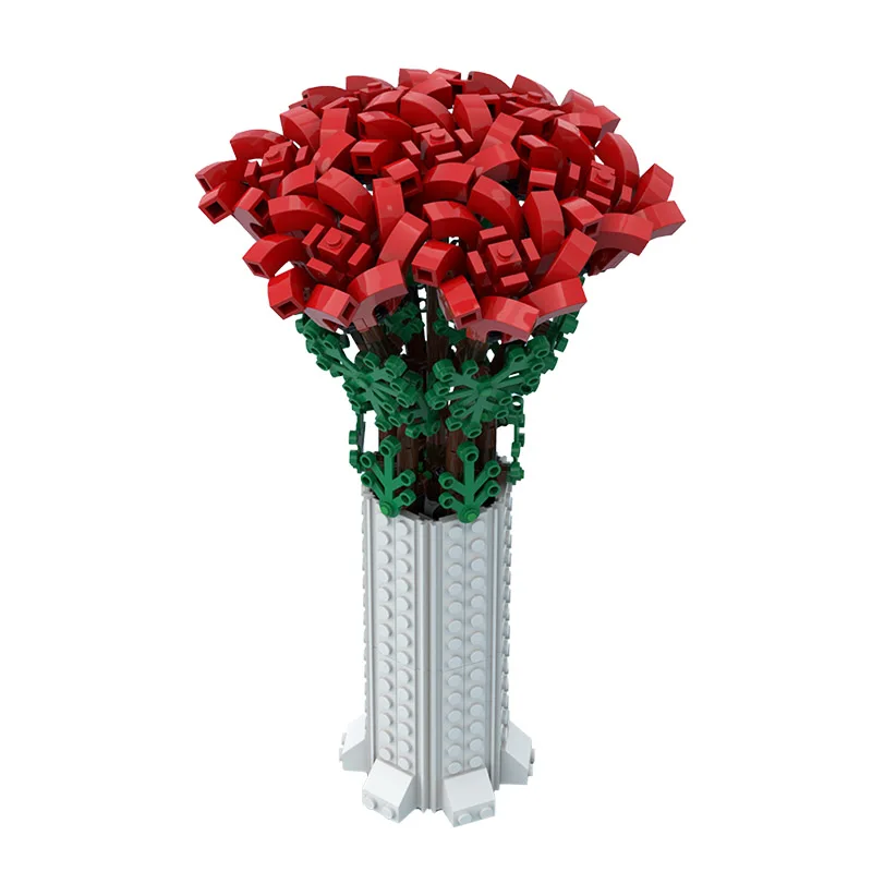 MOC Mini Barvo Cvetja Lonci Šopek Rastlin gradniki Rose Chrysanthemum Ustvarjalnost Doma, Okraski, Igrače za Otroke Darila