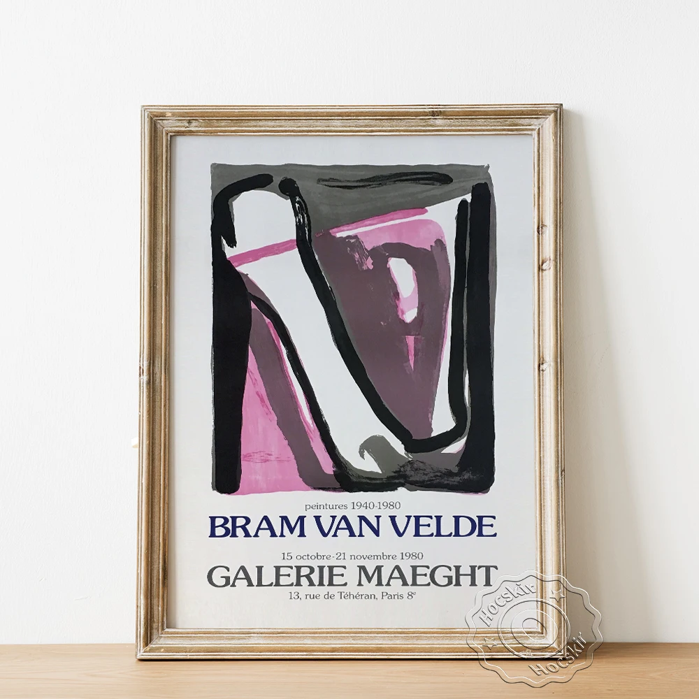 Bram Van Veldes Muzeju Razstava Plakat, Lirske Abstrakcije Peintures Steni Sliko, Galerie Maeght Ozadje Dekorativno Slikarstvo