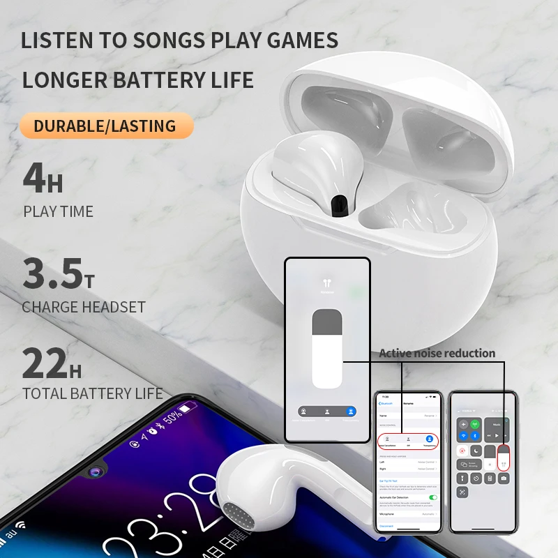 Izvirna Pro 6 Brezžične Slušalke TWS Bluetooth Slušalke Touch Kontrole Šport Slušalke Stereo Čepkov Za IOS Android Telefon