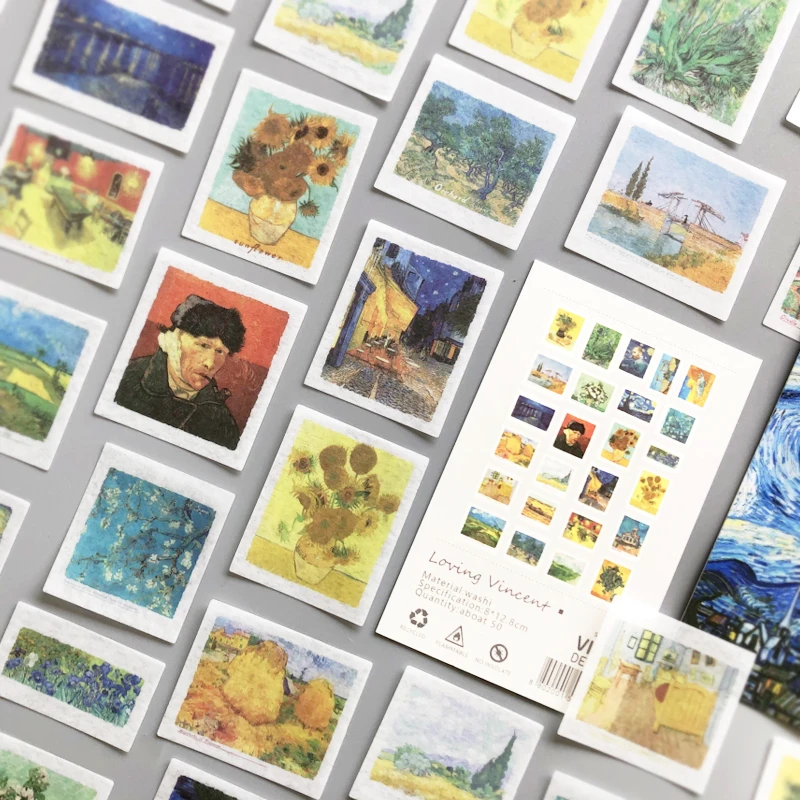 50 kos/paket INS foto Van Gogh nalepke DIY Dekorativni Dnevnik album Tiskovine Potovanja Nalepke Nalepke Album dobave