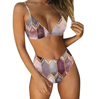 Ženske, Plavanje Obleko 2021 Ženske Seksi Bikini Set Print Naguban Push-Up Oblazinjeni Up Mehko Vrečko Split Kopalke, kopalke ženske#30