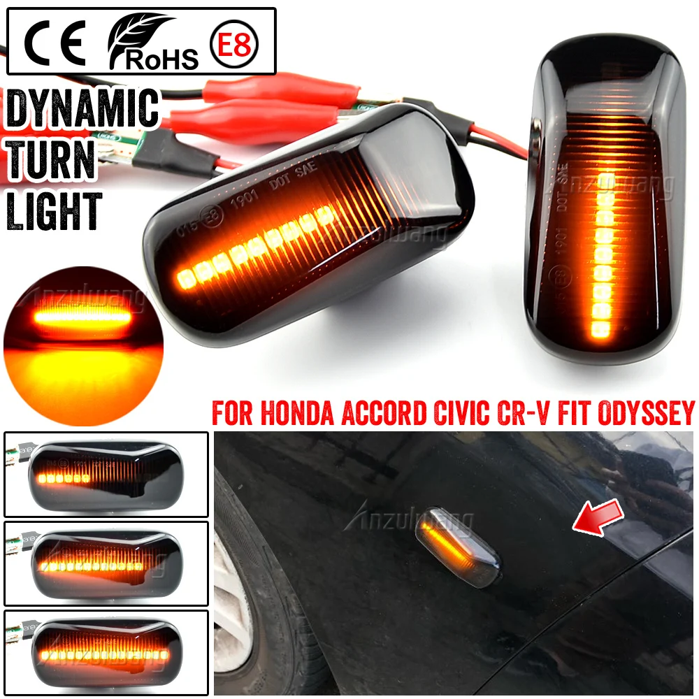 2Pcs Dynamic LED Strani Marker Svetlobe Somked Vključite Opozorilne Luči Strani Lučka za HONDA Civic, Accord S2000 CRX Fit Uvod 33801-S2A-023