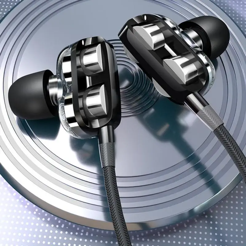 Žične Slušalke Quad Core Bas Dvojno Dinamične Slušalke Igre, Karaoke Slušalke V Uho Z Mikrofonom Žice Nadzor Slušalka