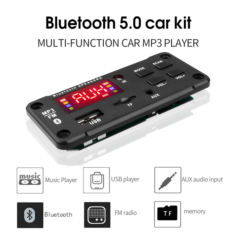 AUX 12V Bluetooth 5.0 WAV, Mp3 Predvajalnik Dekodiranje Odbor FM Radio Modul Wireless Audio Sprejemnik 3,5 mm TF Kartice Za Vsa vozila