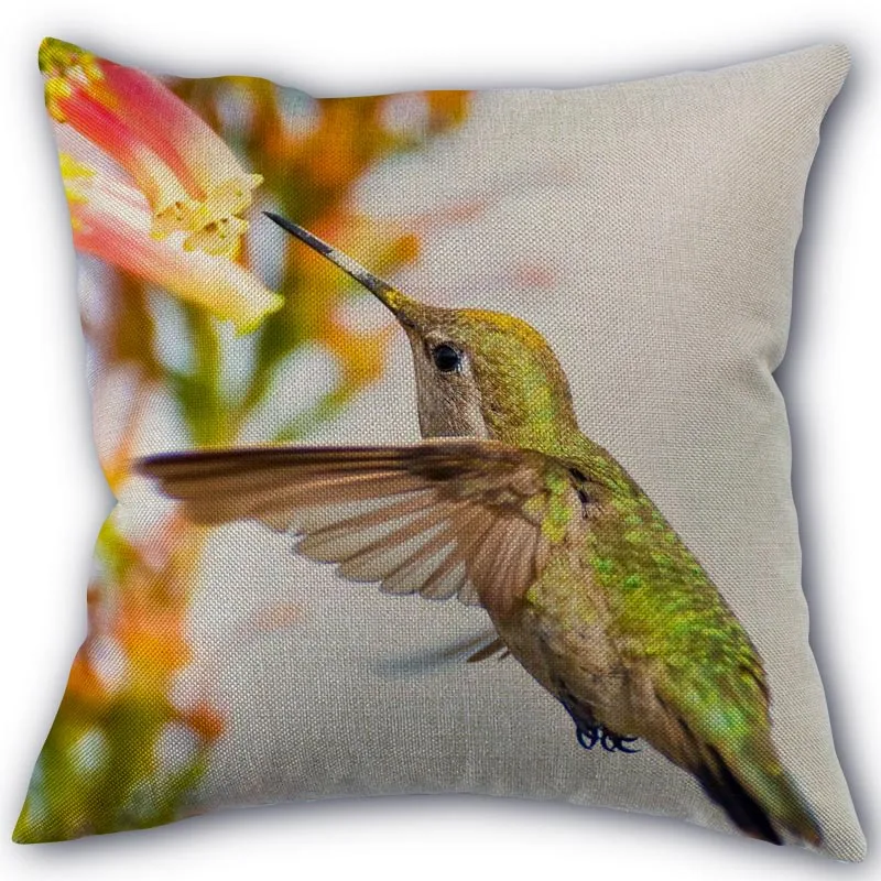 Lepo Hummingbird Živali Prevleke Bombaž Perilo Tkanine Kvadratnih Zadrgo, Prevleke 45X45cm Poroko Dekorativni Vzglavnik kritje 11-17