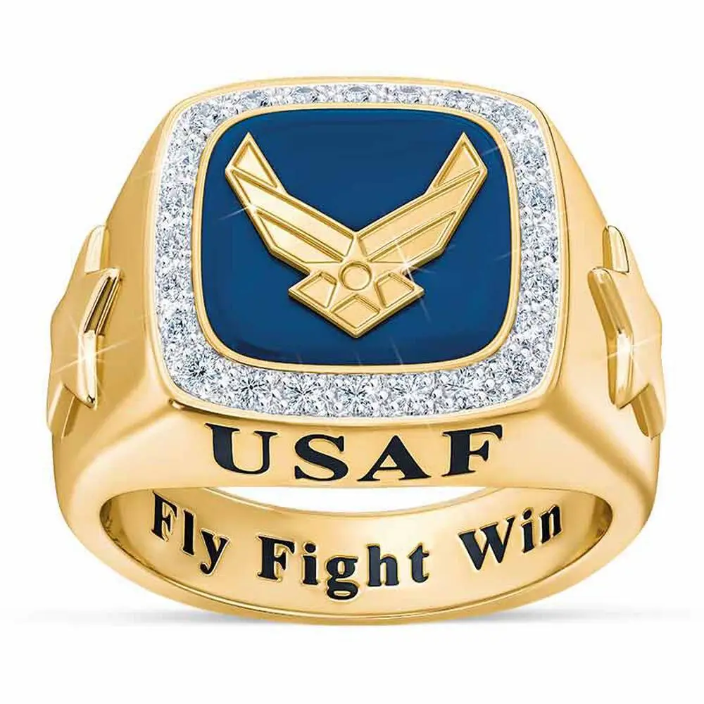 United states Air Force Letenja Zlata Barva Nerjavnega Jekla Obroč za Moške Kul Modni Nakit Anniversar Letenje Konjiček Darila